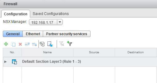 NSX Firewall Blank Ruleset