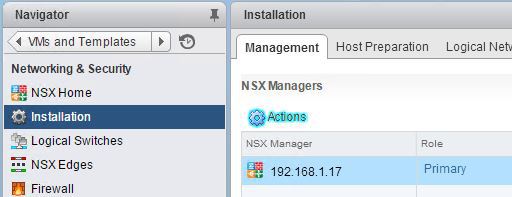 NSX Manager Is Primary