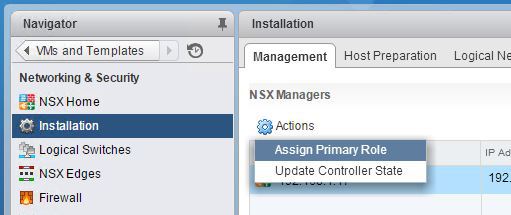 NSX Manager Assign Primary Role