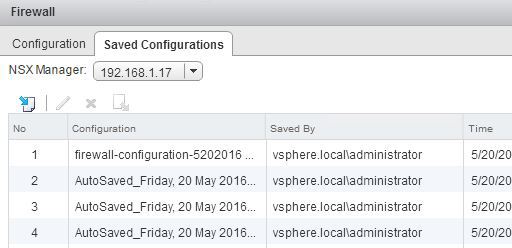 NSX Firewall Import Saved