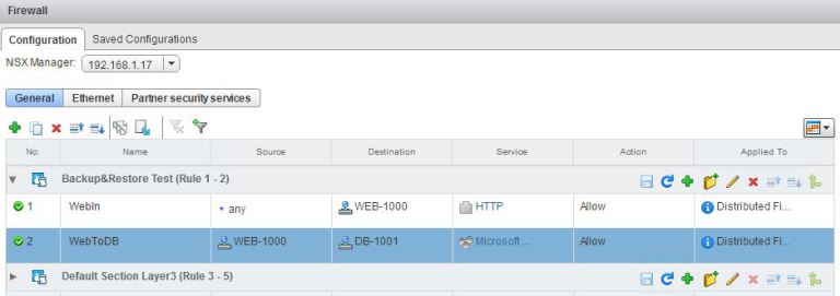 NSX Firewall New Rules