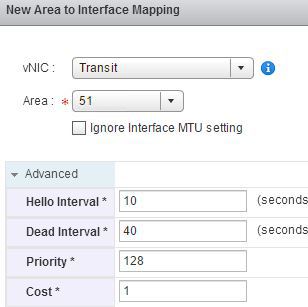 NSX Edge OSPF Mapping