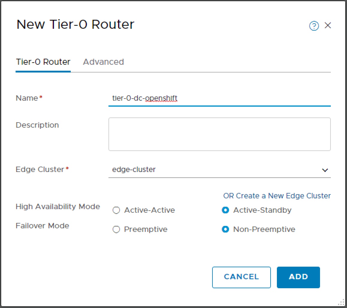 NSX-T Add Edge Tier-0 Router