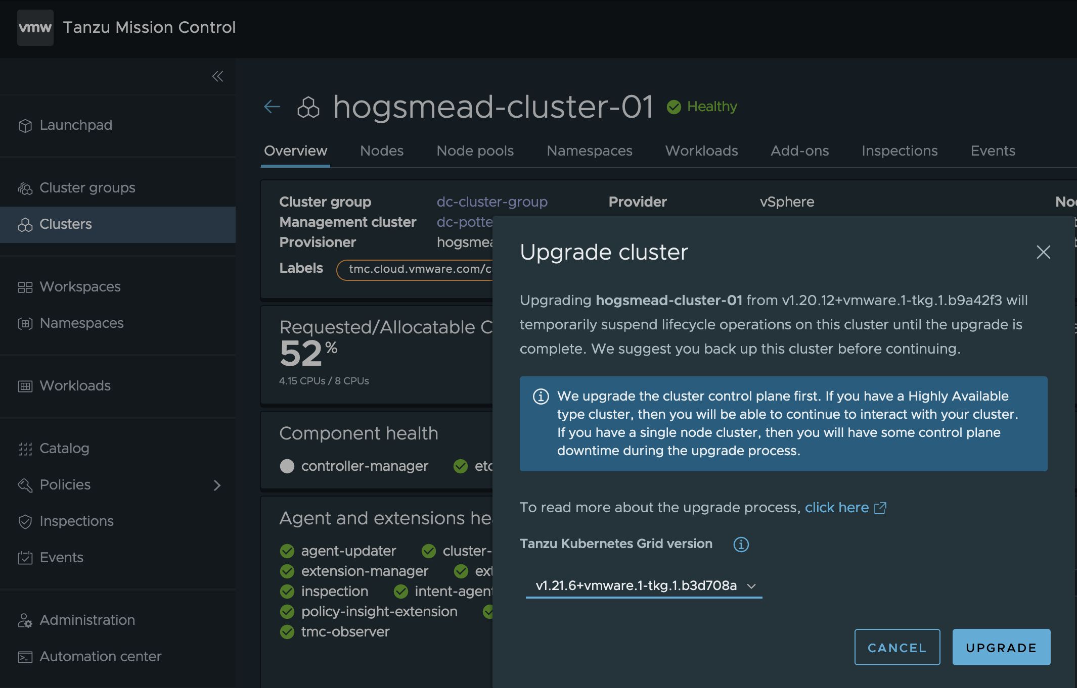 Tanzu Mission Control Cluster Lifecycle Management