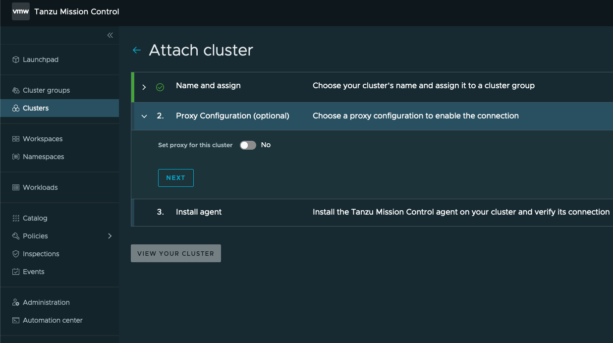 Tanzu Mission Control Cluster Proxy