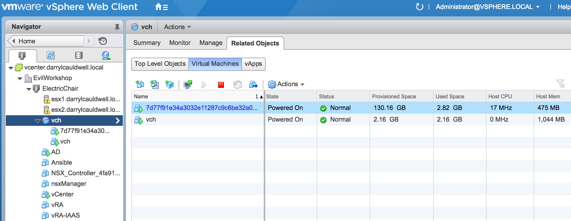 vSphere Integrated Containers NGINX VM