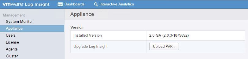 Log Insight Upgrade